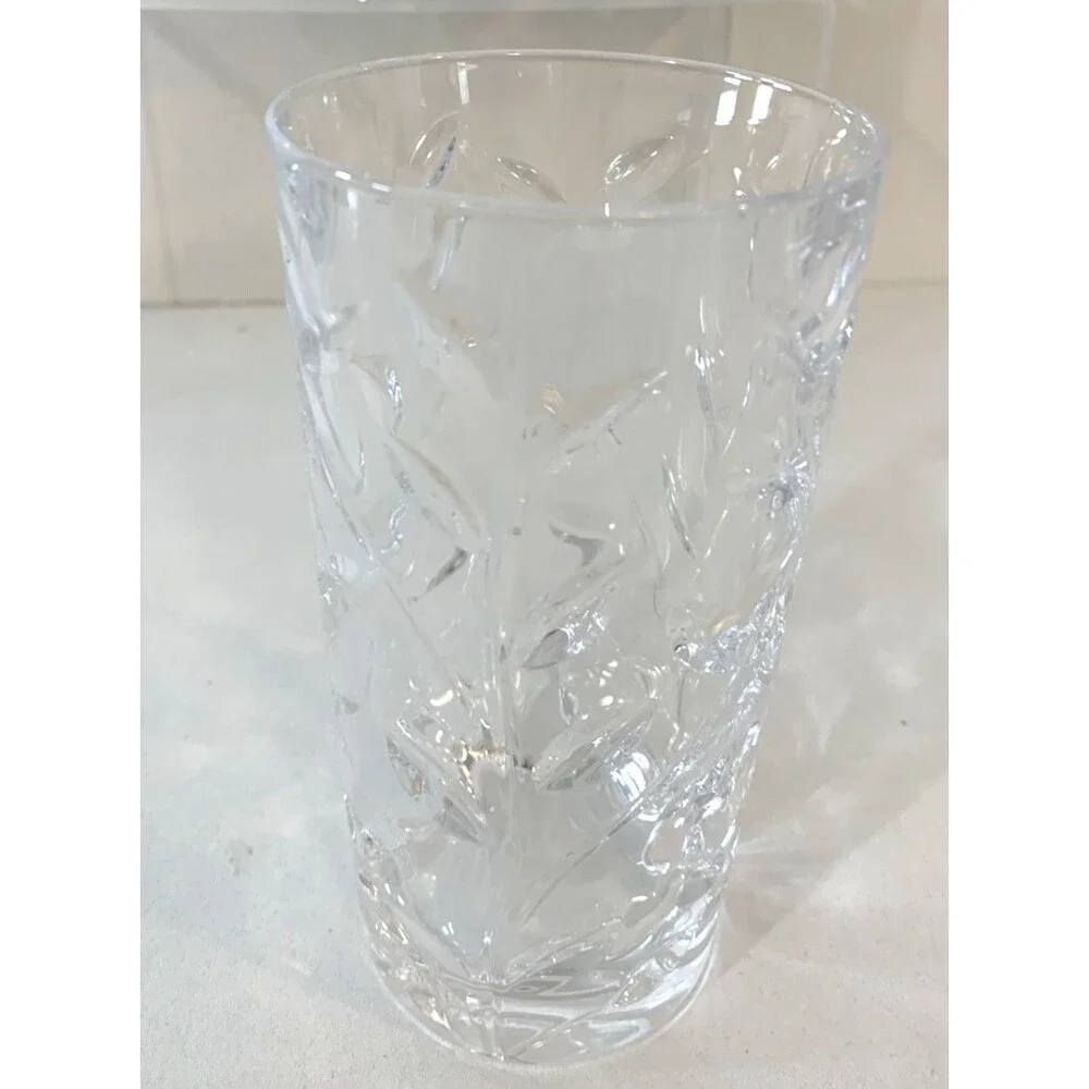 Set of 3 Highball Glass Tumbler Royal Crystal Rock Laurus Pattern 5 3/4 in 1980s